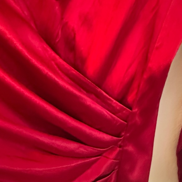 Karen Kane Vibrant Red Satin Wrap Blouse - Picture 4 of 8